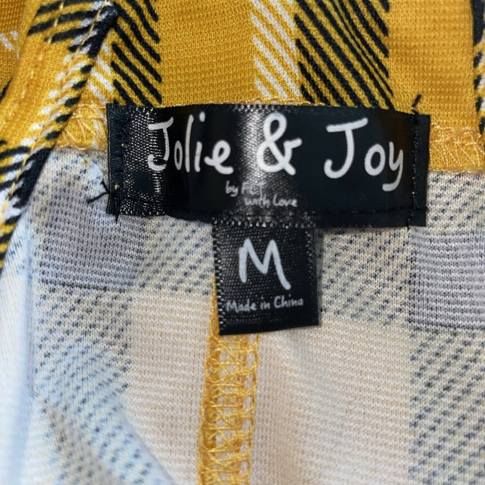 Jolie & Joy Yellow Plaid Pinafore Overall Dress Mustard Tartan Mini J1F1035C SzM - Picture 3 of 5